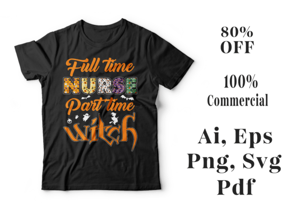 A Nurse Witch Embroidery Design for Halloween Gifts